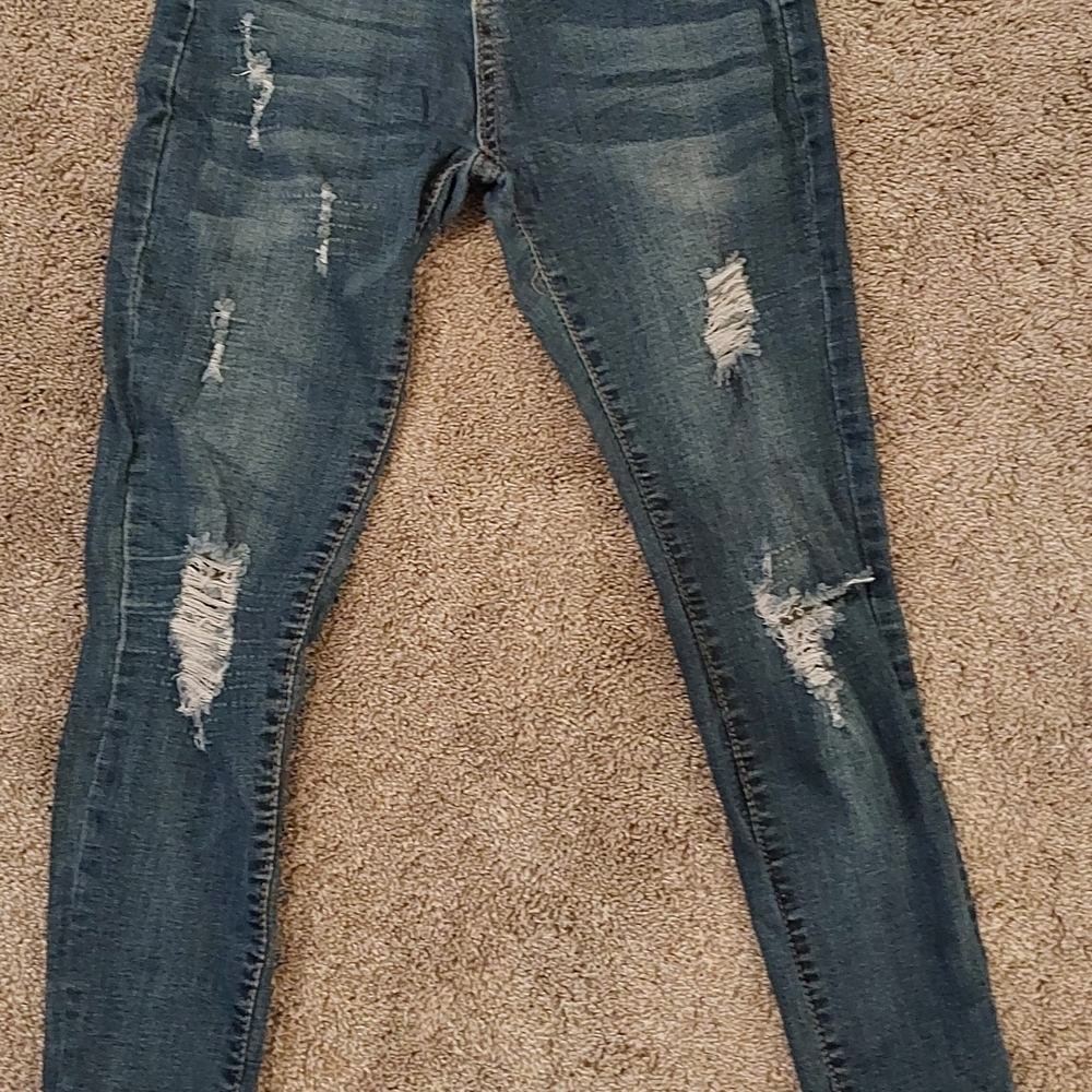 Trendy Distressed Skinny Jeans in Blue Celebrity Ace